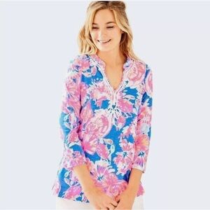 Lilly Pulitzer Kaia Knit Tunic Top Bennet Blue Bay Dreamin Size XXS